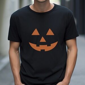 Black Halloween Pumpkin Face T-Shirt, XLarge
